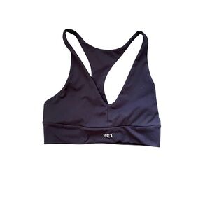 Set Active Navy Blue Racerback Sports Bra Medium